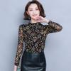 Spring Fashion Large Size Floral Bottoming Shirt Women's Long-sleeved Thin Foreign-style Shirt Slim-fitting Inner Top
