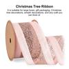1 Roll 10 Yards 2.5Inch Christmas Ribbon Glitter Gift Wrapping Ribbon Vibrant Color Xmas Tree Ribbon DIY Crafts for Home Decoration
