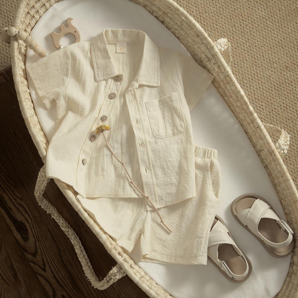 6M-4Y Summer Baby Boy Clothes Sets Toddler Infant Kid Solid Color Shirt Tops Shorts Casual Outfits Soft Summer Clothing