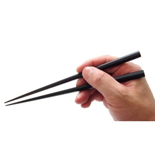 High-quality Ebony Chopsticks, Edo Wooden Chopsticks, Daikokuya, Octagonal Carved Striped Ebony (23.5cm) with Chopstick Rest