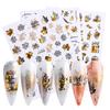 Nail Sticker Maple Style 3D Effect Ultra Thin Gold Leaf Nail Stickers Autumn Water Transfer for Manicure