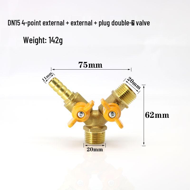 Thickened Brass 4-Point Ball Valve for Natural Gas with Male/Female & Three-Way Tee Valve.