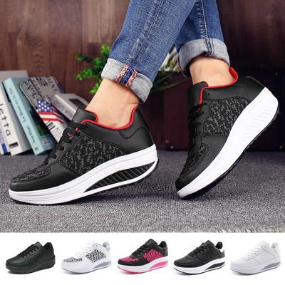 Женская модная дышащая обувь из искусственной кожи, повседневная обувь для фитнеса на платформе, кроссовки для бега и ходьбы