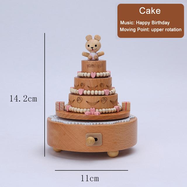 D2 Carousel Musical Box Wooden Music Box Wood Crafts Retro Birthday Gift Vintage Home Decoration Valentine's Day Gift Girlfriend