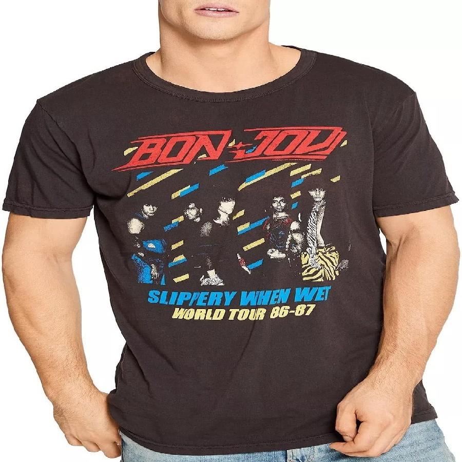 CHASER Мужская футболка с графическим принтом группы Bon Jovi, размер L, черная