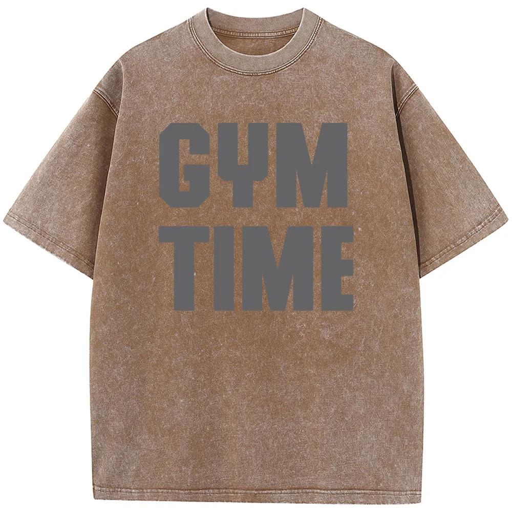 Мужская футболка с коротким рукавом Fitness Time Мужская Женская Повседневная Футболка Оверсайз Винтажная Унисекс Выстиранная Старая Футболка 90-х