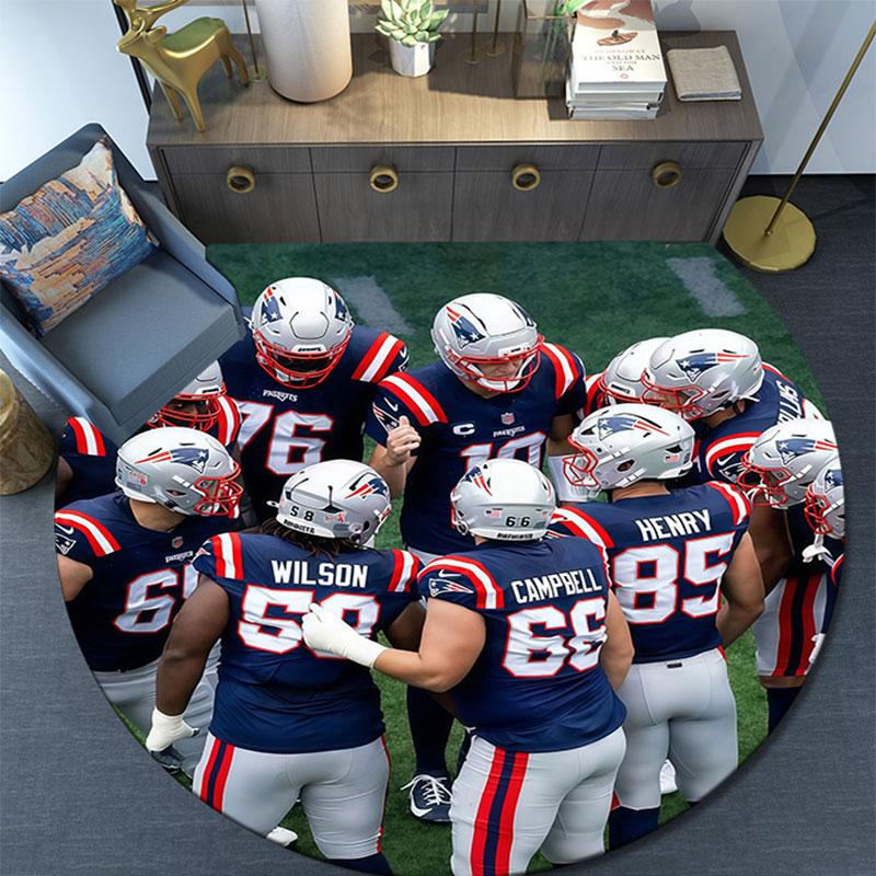 Patriots Players pattern round rug,Carpet Rug for Living Room Bedroom Playroom ,Non-slip Floor Mat,Holiday Gifts and Birthday Gifts.