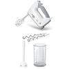 Bosch Mixer - MFQ36440 - 450 W - 5 Speeds - 2 Whisks / 2 Stainless Steel Dough Hooks - Graduated Bowl with Lid - White / Grey