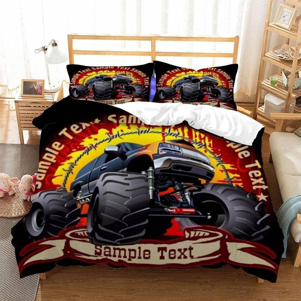 Постельное белье на гоночную тематику с 3D-принтом мультяшного монстр-трака, мягкое пуховое антиаллергенное пуховое пододеяльник, комплект постельного белья для взрослых, подростковое