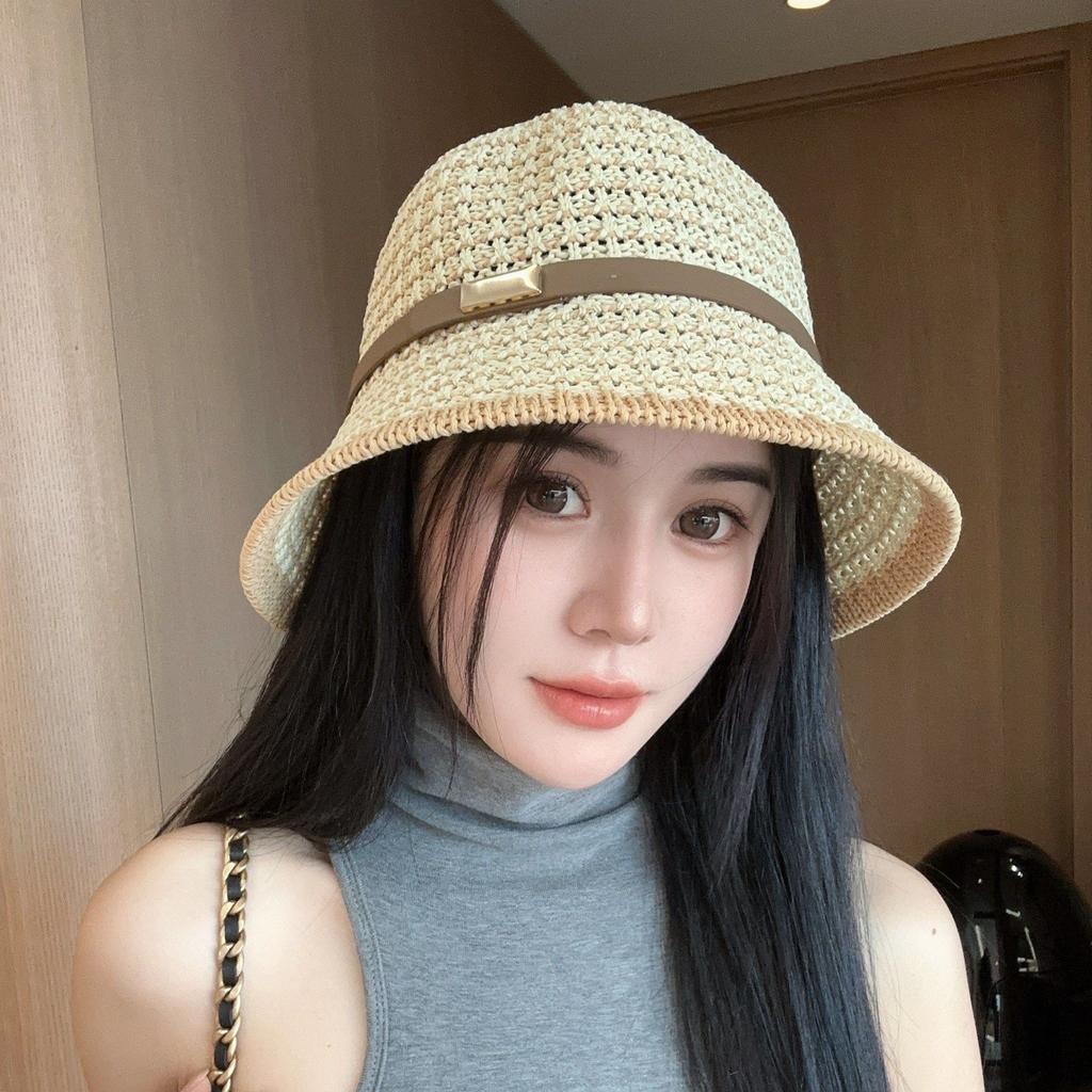 Дышащая шляпа-ведро с солнцезащитным козырьком, женская летняя шляпа-ведро с темпераментом, контрастные цвета, модная складная шляпа-ведро с солнцезащитным козырьком