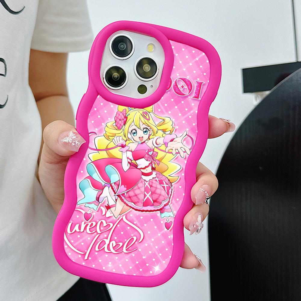 Sakura Uta Cure Idol Wavy Edge TPU Mobile Phone Case for iPhone 17 16 15 14 13 12 11 Air Pro Max Plus Colorful Cover