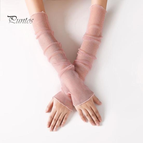 Женские прозрачные сетчатые рукава, длинные, ультратонкие, кружевные перчатки без пальцев, защита от ультрафиолетового излучения, охлаждающая сетчатая тюль, солнцезащитные рукава для улицы