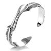 1Pc Vintage Punk Silver Color Feather Cuff Bracelet for Men Women Wrist Adjustable Bracelet Charm Birthday Gift