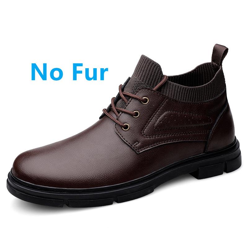 High Quality Warm Winter Men'S Boots Genuine Leather Ankle Boots Mens Casual Winter Sock Shoes Men Military Fur Snow Man Botas
