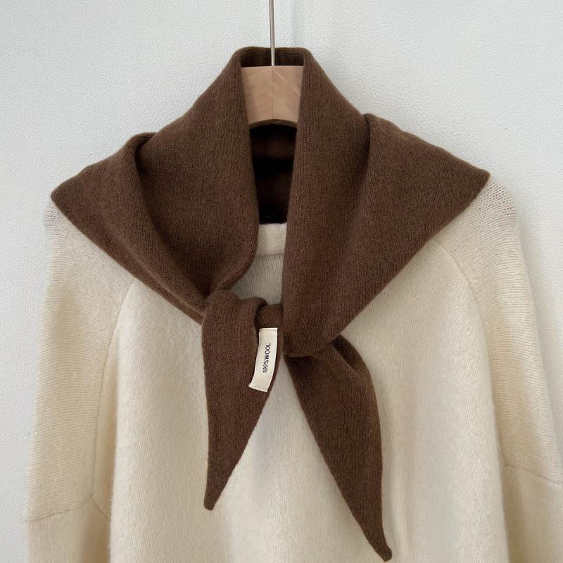 Premium Australian Wool Women's Spring Scarf - Solid Color Cashmere Triangle Shawl & Neck Warmer