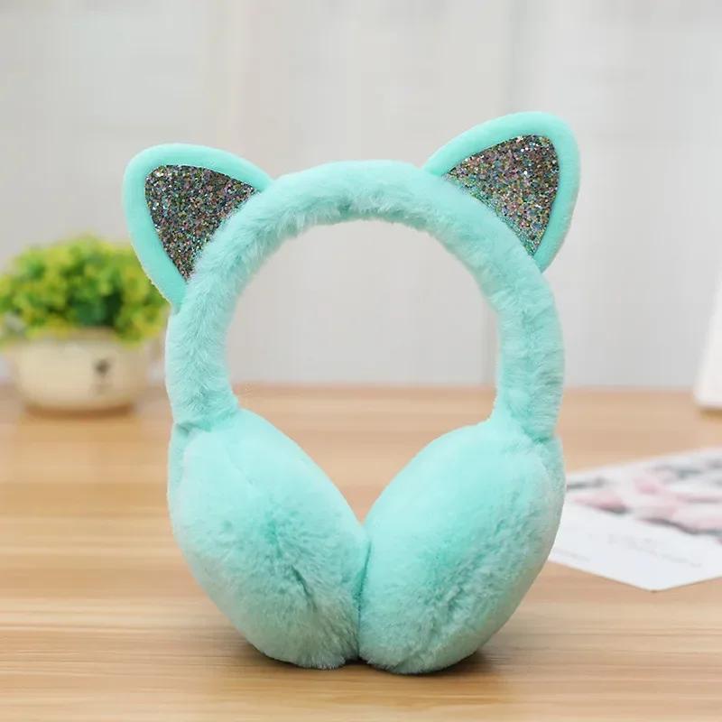 Winter Warm Plush Earmuffs for Women Girls Children Riding Ski Ear Protection Cartoon Cute Cat's Ears Fur Soft Cashmere Earflaps
