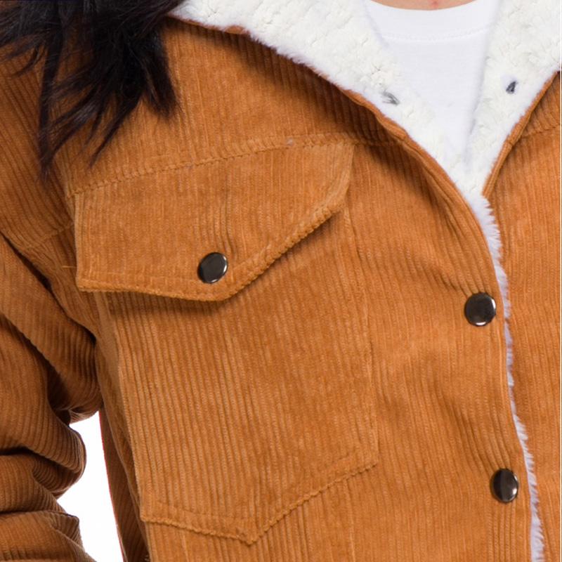 Вельветовая милая верхняя одежда, зимние толстые пальто на подкладке из искусственного меха, парки, женские однотонные куртки-бомберы для девочек
