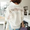 Turn-down Collar Cotton White Blouse Shirts Women Embroidery Floral Hollow Out Sexy Female Shirt Tops Loose Casual Blouses 1310