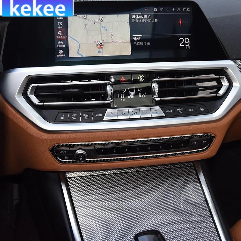 For BMW 4 Series G22 G23 G26 -2024 Carbon Fiber Center Console CD AC Radio Buttons Interior Car Accessories Cover Stickers