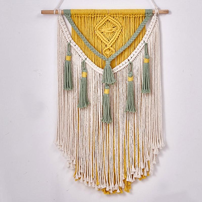 Colorful Handwoven Cotton Rope Tassels Wall Hanging Tapestry for Home Decoration Living Room or Bedroom Wall Pendant