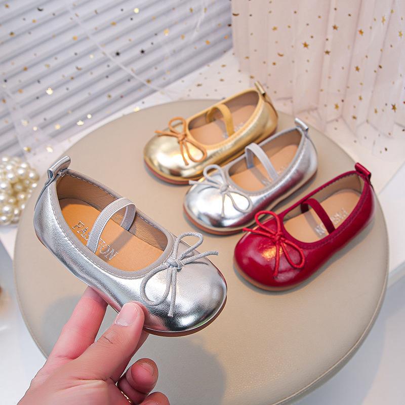 Spring and Autumn New Style Girls Princess Shoes Comfortable Trendy Soft Sole Leather Shoes