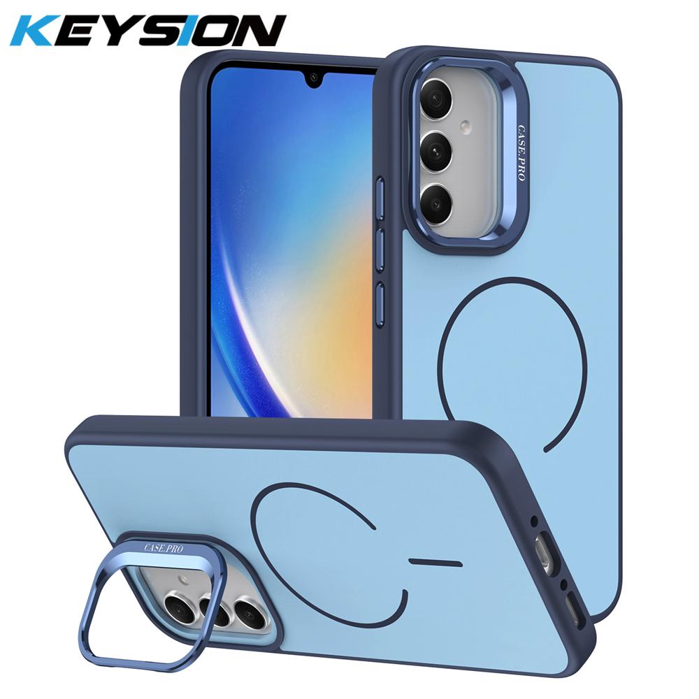 KEYSION Матовый чехол-подставка для телефона с покрытием Soft-touch для Samsung A54 5G A34 A14 4G 5G, магнитная противоударная задняя крышка для Galaxy A04S
