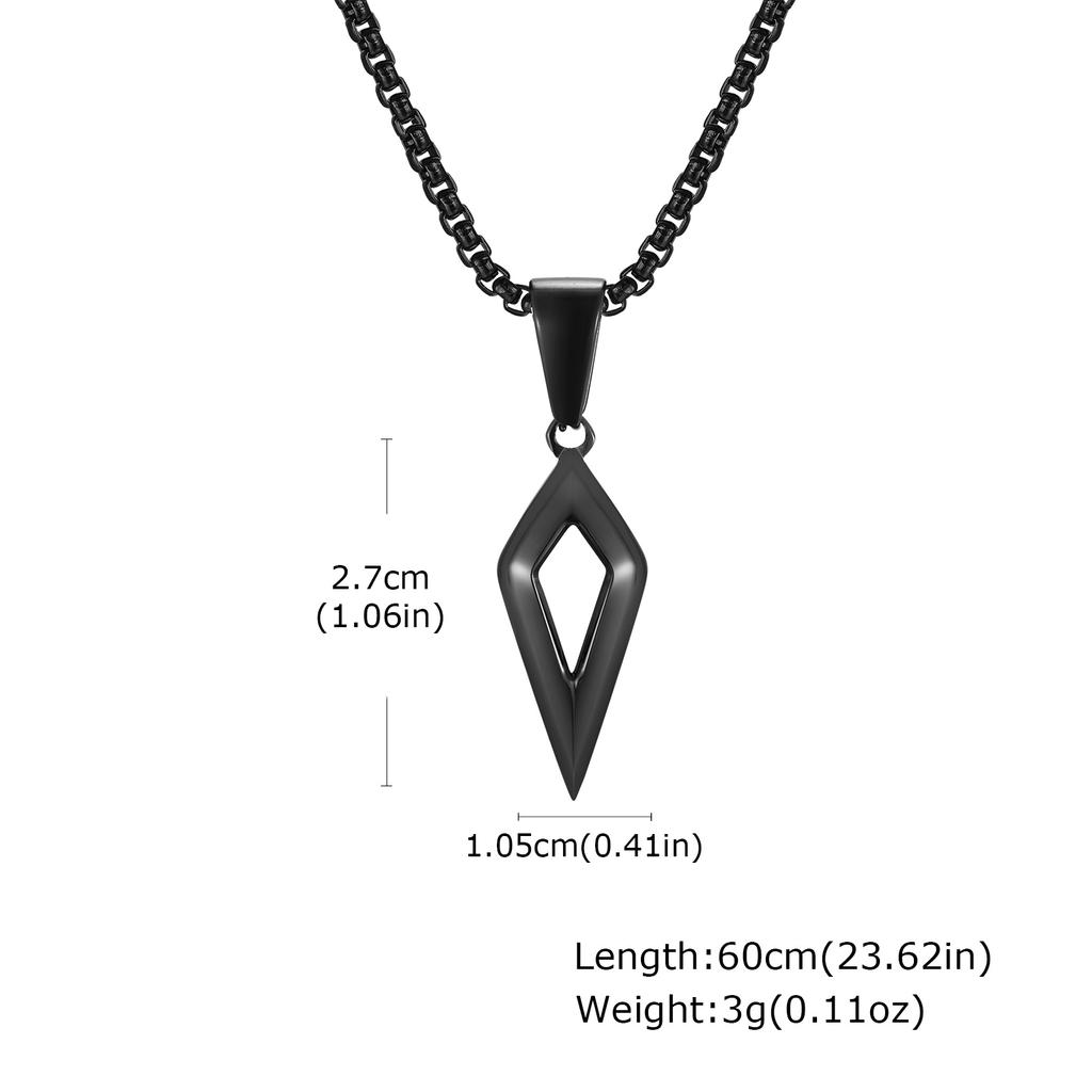 Classic Geometric Rhombus Pendant Necklaces, Four Pointed Star Stainless Steel Necklace, Fashion Punk Jewelry for Men Boys Gift
