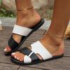 Women Flat Slippers 2025 New Leather Cross Strap Rome Style Low Heels Sandals Summer Casual Ladies Slippers Slides for Women