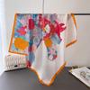 Flower Printing Simulation Silk Scarf Square Scarf High-End Shawl Versatile Neck Small Square Scarf Headscarf