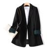 Women Suit Coat Lapel Long Sleeve Single Breasted Suit Jacket with Pockets Solid Color Loose Fit