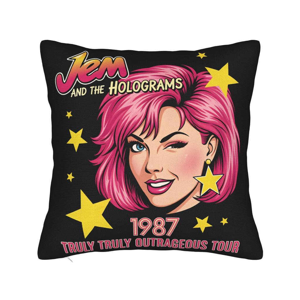 Kpop Style Jem And The Holograms Pillow Cover Comfy Cushion Cover Vintage Pillow Case For Sofa Couch Bed Living Room