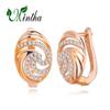 MINTHA Clip Earrings Trendy Rose Gold Color Wedding Daily Fashion Jewelry Cubic Zirconia Earrings For Women Bridal Earrings