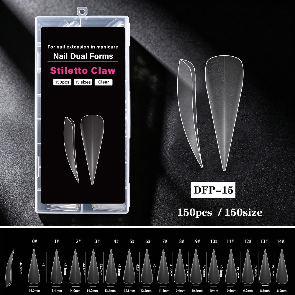 150PCS Square Almond French Nail Dual Form Press on Nails French Manicure Tool