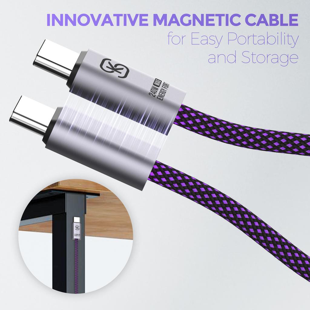 Magnetic USB C Cable 240W Fast Charging Type C Cable 480Mbps Data Transfer Short Power Bank Cable for iphone 17 Samsung Huawei