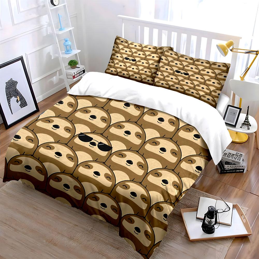 Cute Sloth Pattern Design Bedding Duvet Cover Set Duvet Cover Pillowcases (1*Duvet Cover 2*Pillowcases, without duvet insert)