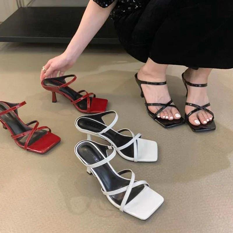 Fashion Women Slippers 2024 Summer New Fashion Open Toed Elegant Dress Shoes Ladies High Heel Outdoor Slippers Female Zapatos Mujer