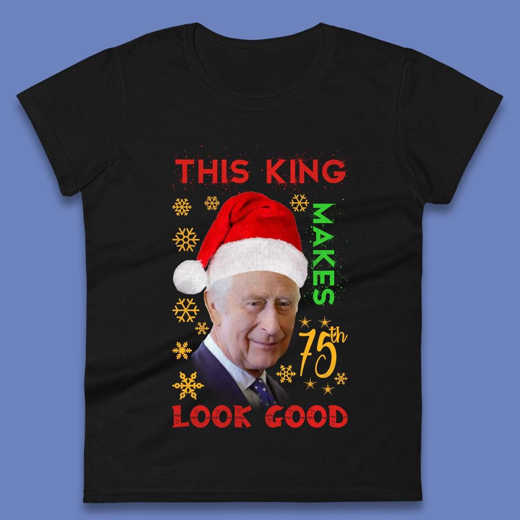 King Charles III Christmas Womens T-Shirt Mens Tops Tees Unisex