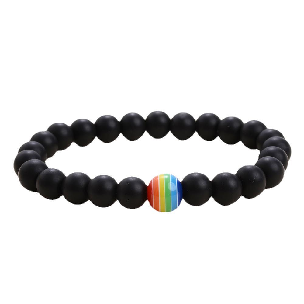 Браслет из матового камня «Тигровый глаз» и радужных бусин из древесины белой сосны вулканического происхождения, подходит для повседневной носки