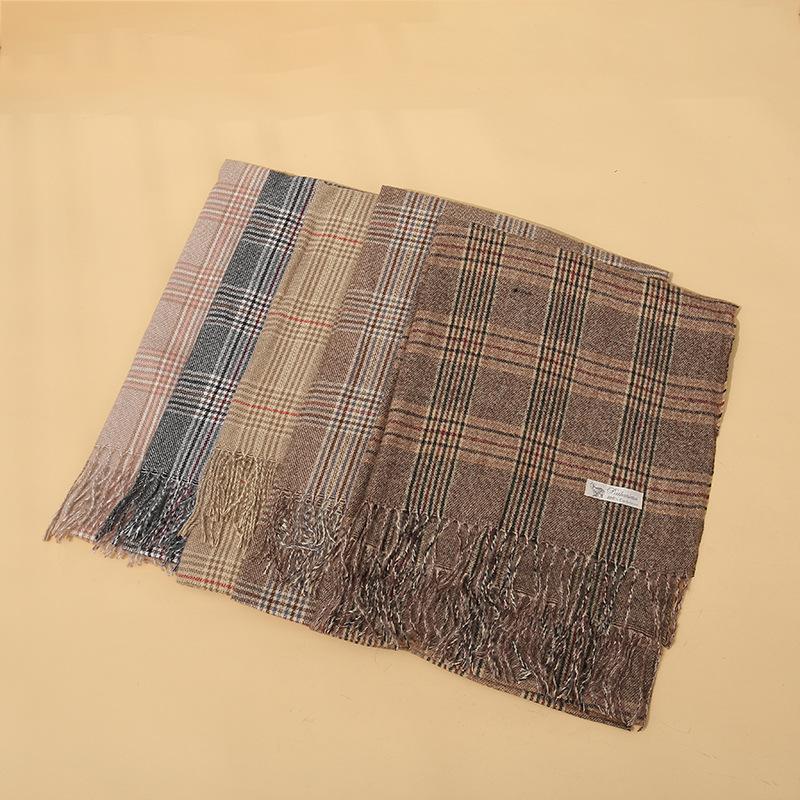 5-Color 2024 Autumn And Winter Women'S New Imitation Cashmere Plaid Scarf, Warm Cashmere Scarf Shawl