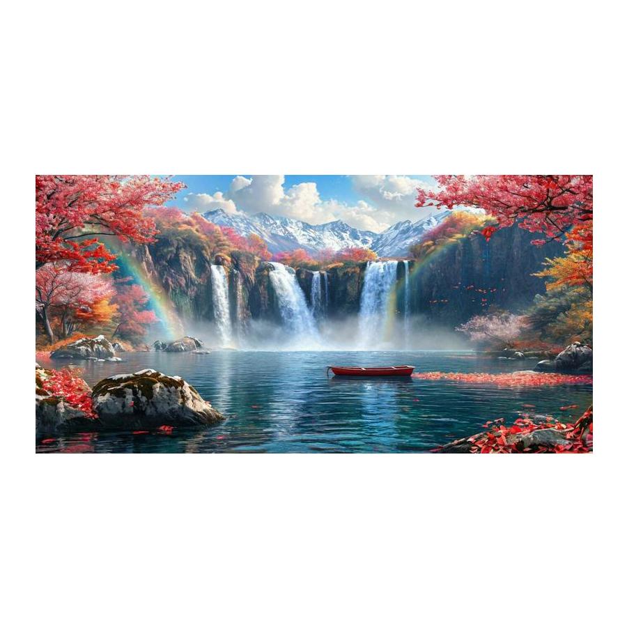 Diamond Mosaic Rainbow Waterfall Scenery Large Size Diy Diamond Painting Full Drill Landscape Jewelry Cross Stitch Picture Wall Decor