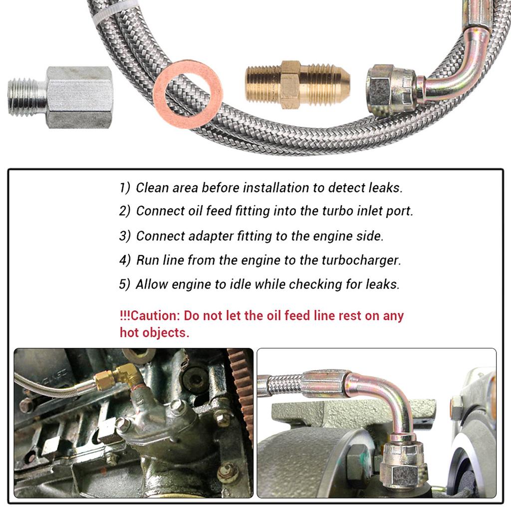 Новый комплект линии подачи масла для турбины Универсальный комплект линии возврата масла Комплект линии слива масла с 1/8 NPT, 90 ° 4 AN к 1/8 NPT соединителем Для