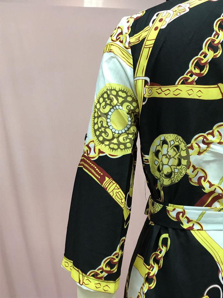 Юбка с золотой цепочкой и принтом в европейском и американском стиле «бабочка»: 2025 Новое модное сексуальное короткое платье осень/зима