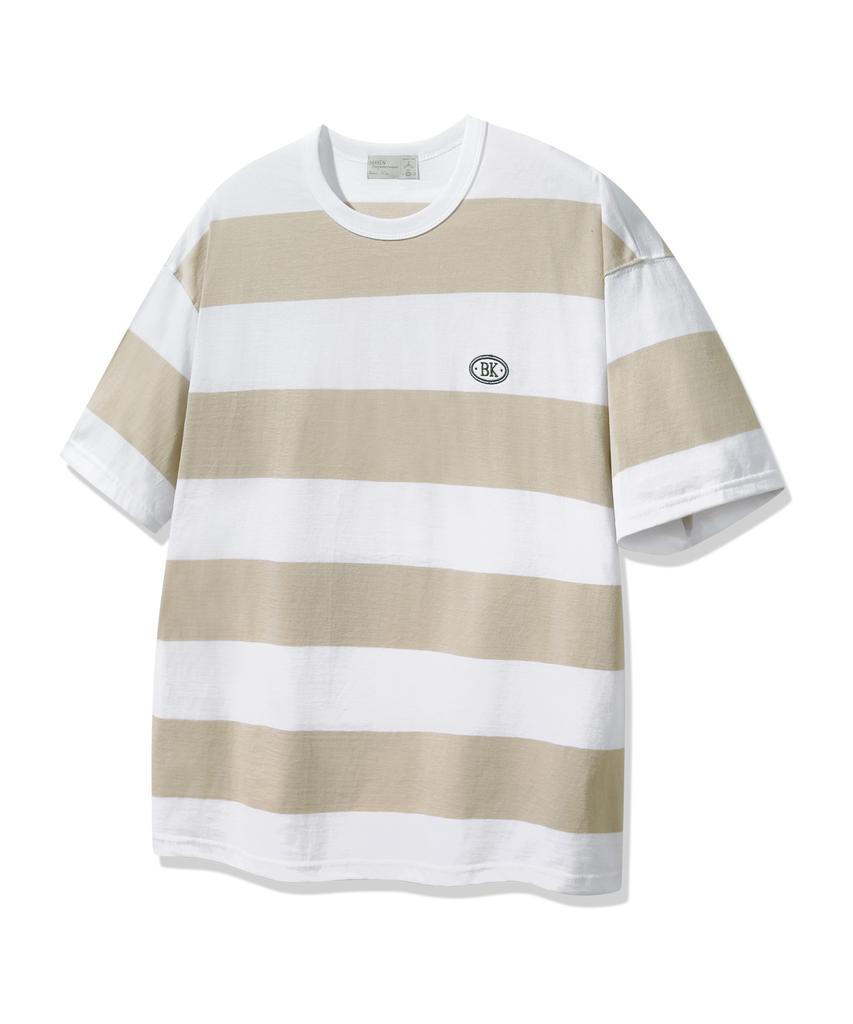 BAKKEN [Women] Striped Embroidered Logo Short Sleeve T-Shirt Bk4214 (5 Colors)