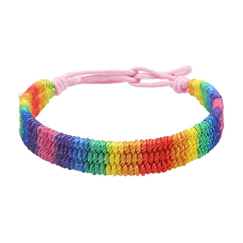 Classic Rainbow Braided String Bracelet Adjustable Bohemian Rope Woven Hand Chain Women