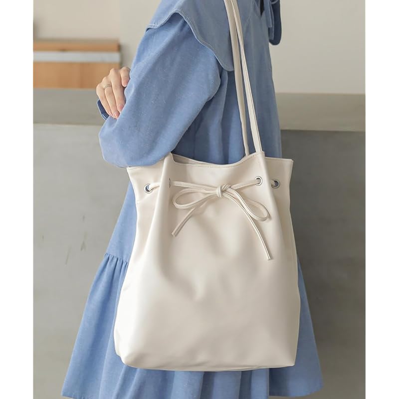 [Alto Rose] Ivory Tote Bag Ladies Tote Large Capacity Larger 2way Handbag Shoulder Bag With Zipper Lightweight Handbag Shoulder Bag Independence Cute