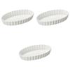 Set of 3 White Oval Pie Plates X X Pie Setomonohonpo 10-inch [26 16.5 3.2 Cm] Plates, Ceramic,