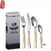 24pcs Stainless Steel Western Tableware Star Diamond Waist Knife Fork and Spoon 6 Box Steak Knife Fork and Spoon