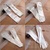 Lace Satin Bride Gloves Wedding Party Long Finger Gloves Elegant Wedding Gloves