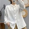 Женские белые рубашки, блузки из двойной хлопчатобумажной пряжи, цветные пуговицы с длинными рукавами, женские топы, женская одежда, весенние новые поступления 2024 г.