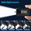 LED+COB Keychain Flashlight Super Bright Portable Work Light Multifunction Torch Lamp Hiking